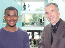 Kingsway student N-diri N-dili, left, with college principal Andy Wilson