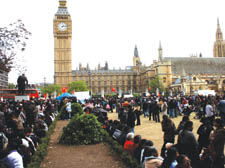 The scene on Parliament Square, as Tamil protestors maintain their demonstrations