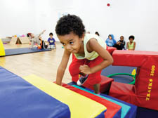 Test pad: Children try out the attractions   in the new centre