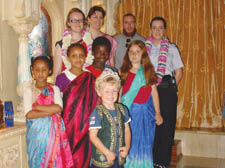 Temple visit (pictured): front, Jonas, 5; middle row, from left, Luna, 6, Vivyan, 8, Chantal,  8, Irini, 10; and   back row: Roxy Blakelock, Krishna Pranadhika, Tommy Evans and Kelly Samuel.