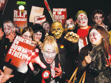 Zombies take to the streets around Whitehall 