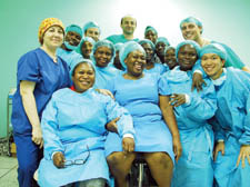 Cathy Asante, pictured front row, second from left, with the eye specialist team she recruited to go out to Africa