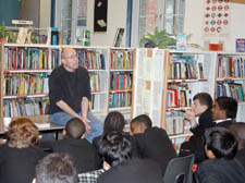 Morris Gleitzman talks to pupils at Westminster City School