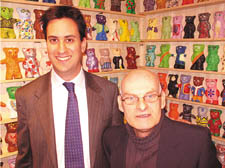 David Miliband pictured with Nigel Carter (right) 
