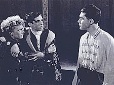 Harold Pinter as  as Romeo (right), with Ron Percival as Benvolio and Barry Supple as Mercutio. Photo courtesy of Binnie Yeates, who played Juliet in this 1948 school production