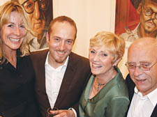 Cllr Rebecca Hossack with Derren Brown and his parents Chris and Bob Brown