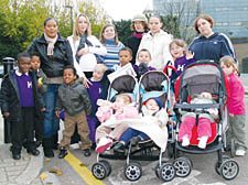 Parents and children outside Hugh Myddelton School 