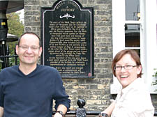 Philippe Sands QC with The Wells Tavern floor manager, Kate Smith