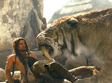 Steven Strait has a close shave in the computer-enhanced 10,000 BC