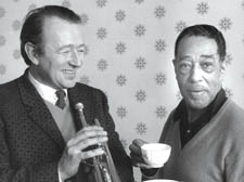Humphrey Lyttelton shares a cuppa with influential jazz star Duke Ellington