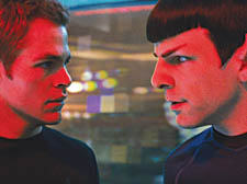 Zachary Quinto as Spock and Chris Pine as James T Kirk in the latest outing for the crew of the Starship Enterprise