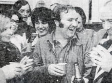 Beardless Frank Dobson joins in the celebrations after the successful purchase of the Lissenden Gardens flats