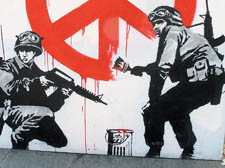   One of Banksy's distinctive artworks 