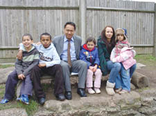 Children from St John's Wood with the Dalai Lama's UK man Tsering Tashi and Sarah Reynolds