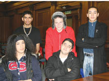 Ansar is pictured, top left, with Westminster Youth Council colleagues Vitaly Kobyashev, Kamel Cherkoiai, Hayleigh Heavey and Hussein Sultan.