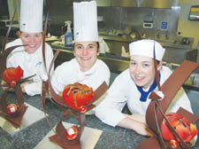 Professional chef diploma students Emily Chapette, Charlotte Appleyard and Charlotte Sharp.